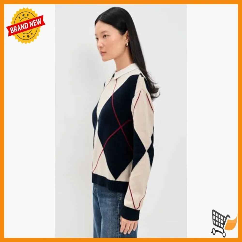 Wool Blend Collared Pullover Sweater Long Sleeve Standard Fit